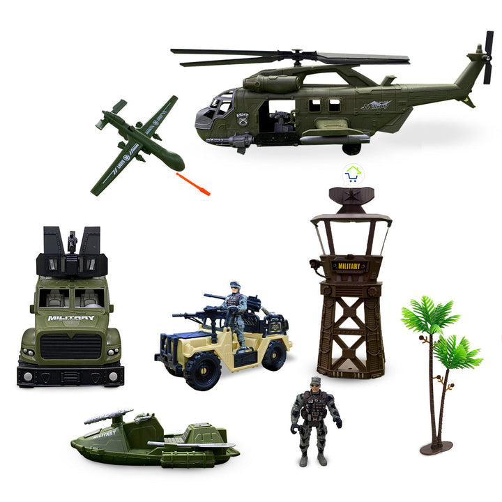 Set Militar Vehículos Avion Accesorios Juguete Niños HWM423-2