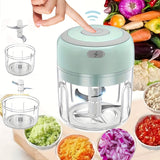 Picadora eléctrica de verduras recargable por USB – Potente procesador de alimentos mini para jengibre, chile, frutas, carne – Capacidad de 250 ml, diseño inalámbrico, plástico duradero, fácil de limpiar, perfecto para batidos y picar ingredientes, batid