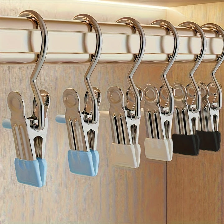 30pcs Clips de Acero Inoxidable para Ahorrar Espacio - Organizador Versátil para Sombreros, Zapatos, Pantalones | Solución de Almacenamiento Duradera y Portátil para Armario con Diseño Elegante
