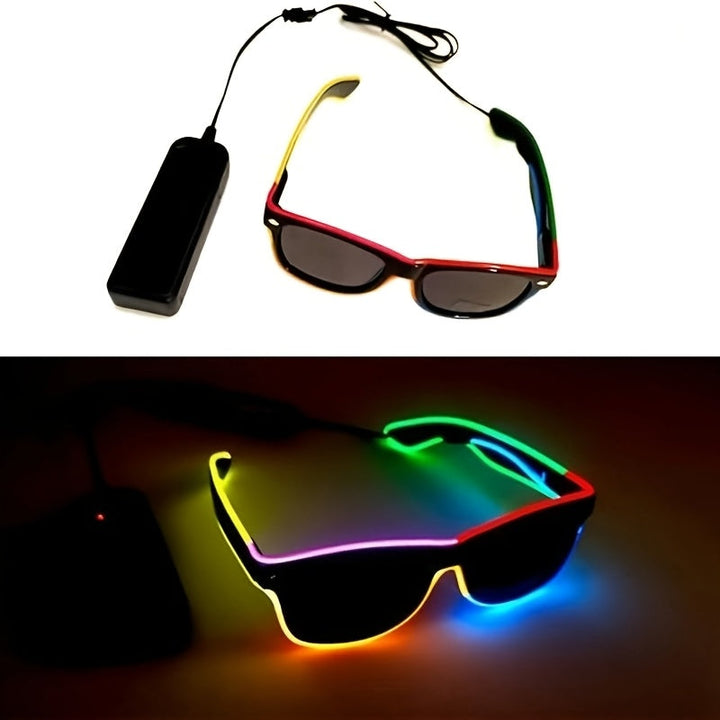 Gafas con luz de cuerda de EL Wire colorida y brillante con paquete de batería portátil para fiestas, Halloween y cosplay - Esenciales para festivales