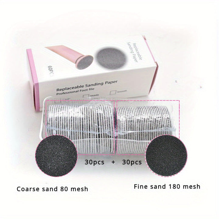 60 piezas de almohadillas exfoliantes desechables para pies y manos, removedor de piel muerta, color beige claro, sin necesidad de baterías, diseño compacto y duradero, para pedicura y manicura, uso higiénico individual