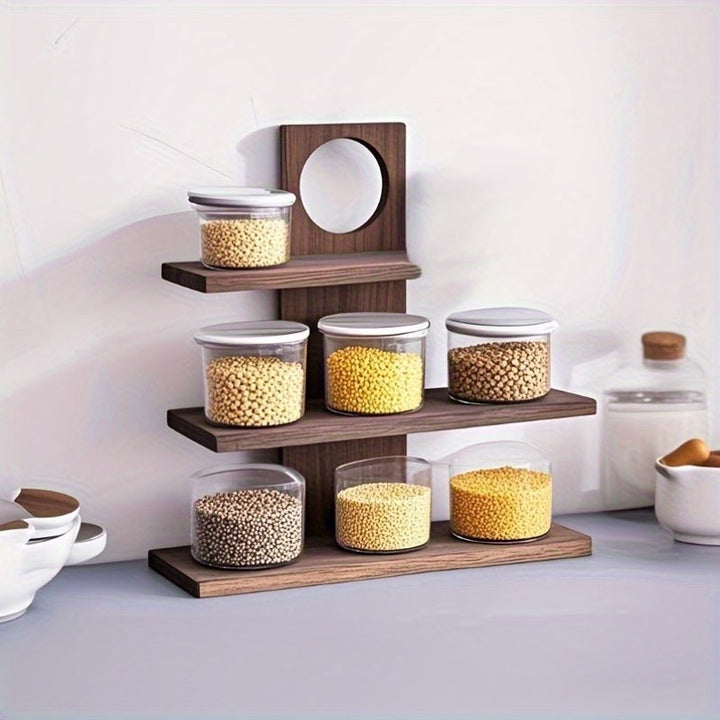 Estante de especias de cocina de madera dura estilo vintage con almacenamiento abierto - Ideal para exhibir juegos de té, tazas y persianas - Montaje en suelo, no necesita electricidad, perfecto para organizar cosméticos y perfumes, exhibición de juegos