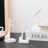 Juego de 3 piezas de figuras de resina con notas musicales - Diseños elegantes de clave de sol blanco y negro, ideales para decoración del hogar y la oficina, regalo perfecto para los amantes de la música, uso interior y exterior, no requiere energía.