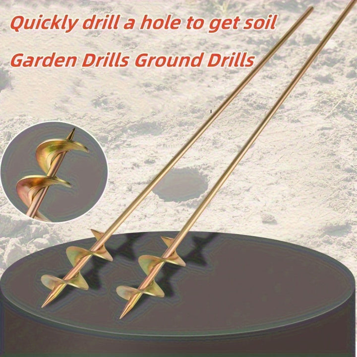 2 Piezas de Broca para Jardinería Resistente - 7.19 Metros, Material Metálico Anticorrosivo Duradero, Diseño Ergonómico en Espiral, Fácil y Eficiente, Ideal para Plantación y Cultivo de Semillas, Imprescindible para Entusiastas del Jardín
