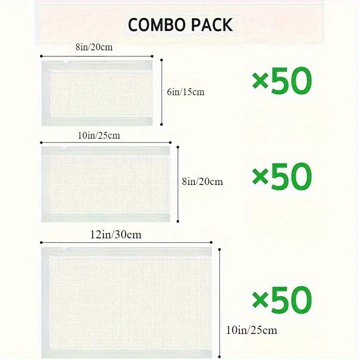Total de 150 Bolsas para Aspiradora en Tres Tamaños Diferentes 15.24cm x 20.32cm + 20.32cm x 25.4cm + 25.4cm x 30.48cm