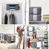 Juego de Organizador y Almacenamiento Grande, 4 Piezas con Manta Plegable, Asas Duraderas para Ropa, Dormitorio, Edredones, Armario, Respaldo - Gris, Almacenamiento Debajo de la Cama