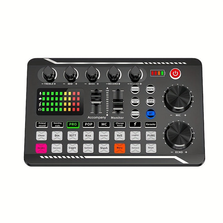 Tarjeta de sonido profesional F998 para transmisión en vivo, estudio de música, mezclador de sonido con micrófono de 3.5 mm, tarjeta de sonido para teléfono, PC, Eid Al-Adha Mubarak