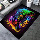 Alfombra para área de juego con diseño de control vibrante, antideslizante, lavable en poliéster, impresión HD, bordes dobles, ideal para decorar sala, habitación o cuarto de juegos