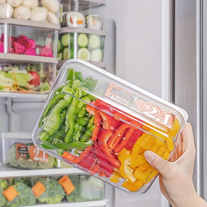 5 piezas de recipientes plásticos para refrigerador sin BPA, 1200 ml/42 oz, con tapa, apilables y reutilizables, organizadores de alimentos para carne, verduras, frutas, ideal para cocina, escuela y uso al aire libre, organizador de alimentos
