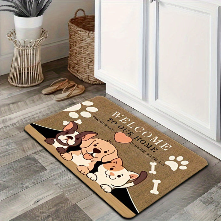 Alfombra de bienvenida con diseño de perro tierno, ideal para baño, cocina, lavandería o entrada, antideslizante, decoración navideña