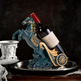 Elegante estante de vino azul con detalles dorados - Decoración lujosa de resina para sala de estar, soporte de TV o armario de vino - Regalo perfecto para mudanza o ocasiones especiales, decoración de caballos