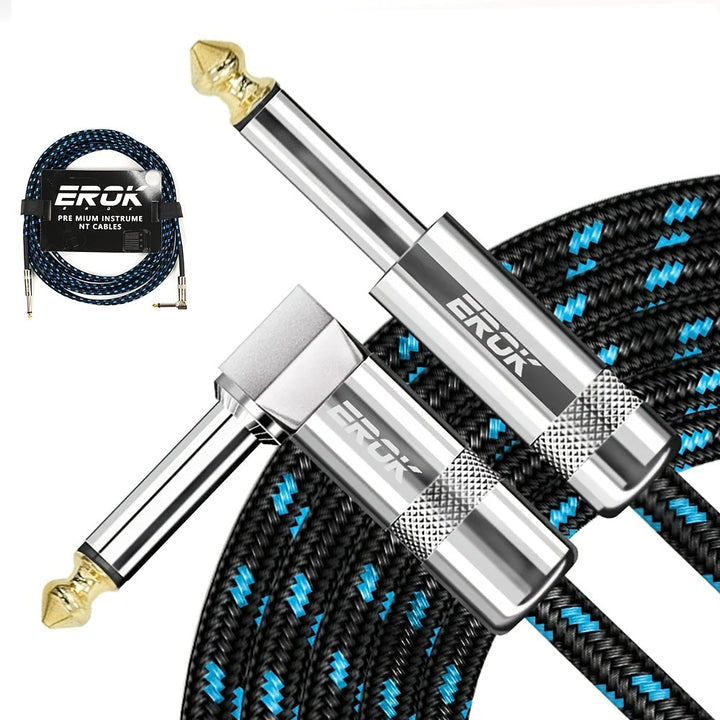 Cable de audio estéreo EROK de alta calidad, macho de 1/4" a 6.35 mm, ángulo recto a recto, interconexión balanceada para guitarra eléctrica, bajo, teclado, mezcladora, amplificador