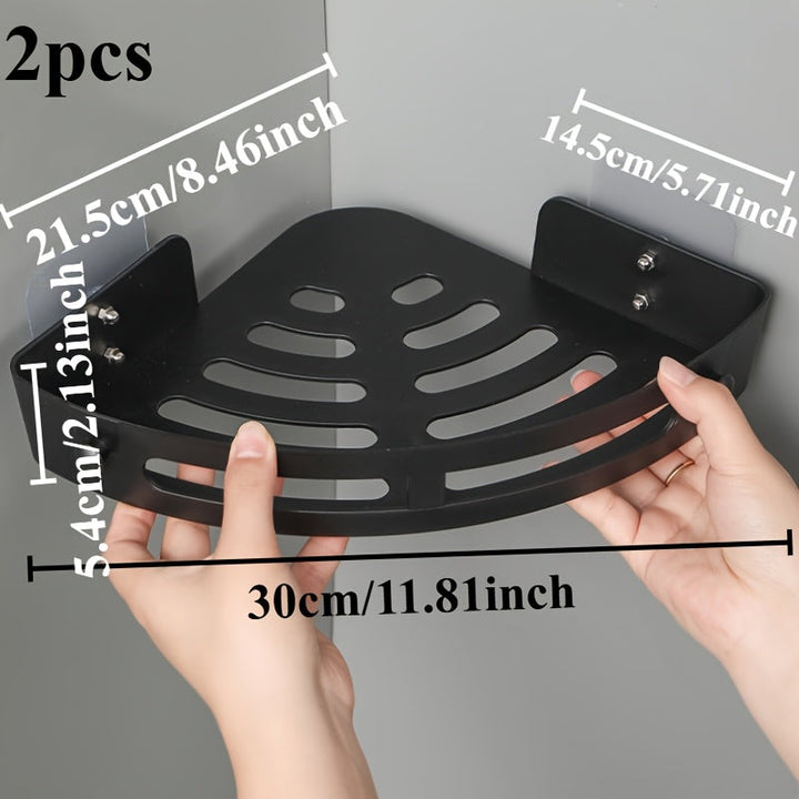 Juego de 2 estantes de esquina modernos que no requieren taladro - Soportes de almacenamiento resistentes en ABS para organizar el lavabo, inodoro y ducha del baño