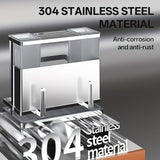 1pieza Porta cuchillos de acero inoxidable con bandeja de drenaje, estantería de almacenamiento de cocina de escritorio, tablero de corte multifuncional para cuchillo, tenedor y organizador de utensilios, resistente a la corrosión y ahorrador de espacio