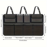 1 Organizador de Maletero y Asiento de Coche Duradero en Poliéster - Bolsa Plegable con 8 Bolsillos y Correas Ajustables, Ideal para Herramientas, Botellas y Accesorios, Perfecto para Almacenamiento en el Vehículo