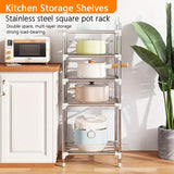 Estante de almacenamiento de cocina de acero inoxidable de 4/5/6 niveles con pies de nivelación - Estante multi-nivel de gran resistencia para ollas, sartenes, microondas y más - Unidad de estantería ahorradora de espacio para despensa, garaje y armario,