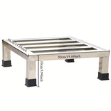 1 estante de almacenamiento de acero inoxidable, estante de plantas de metal cuadrado, soporte de bandeja para macetas, adecuado para plantas en macetas, tanques de peces, lavadoras, refrigeradores, electrodomésticos, bridas de cocina y baño.