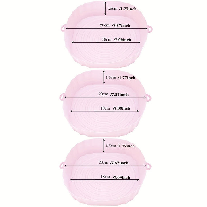 3-Pack Líneas de Silicona para Freidora de Aire de 7.09 Pulgadas, Cestas Reutilizables No Adherentes, Bandejas de Accesorios para Horno, Gadgets de Cocina para Cocina en Casa