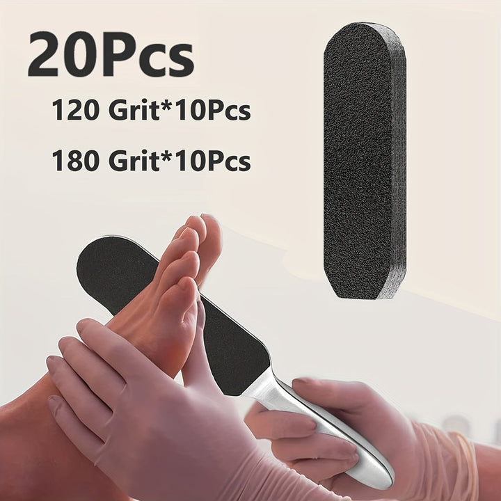 20/40/60 piezas de almohadillas de reemplazo para limpiapies - 120 grano y 180 grano, almohadillas de pedicura removibles gruesas/finas con agarre de silicona suave, base antideslizante para uso en salones y hogares, accesorios de pedicura, superficie te