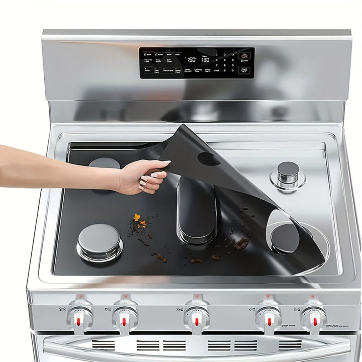 Junta de Estufa de Gas de 5 Agujeros Fácil de Limpiar - PTFE, Cubierta Protectora Reutilizable y Lavable para Cocinar sin Suciedad, Almohadilla de Limpieza, Antiadherente