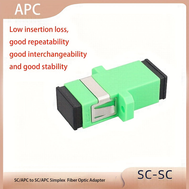 Adaptador de Acoplamiento de Fibra Óptica Verde SC-SC con Brida - Conector de Extensión de Cable Patch Modo Único y Multimodo, Baja Pérdida de Inserción, Buena Repetibilidad, Estabilidad Intercambiable, Diseño Compacto para un Fácil Manejo