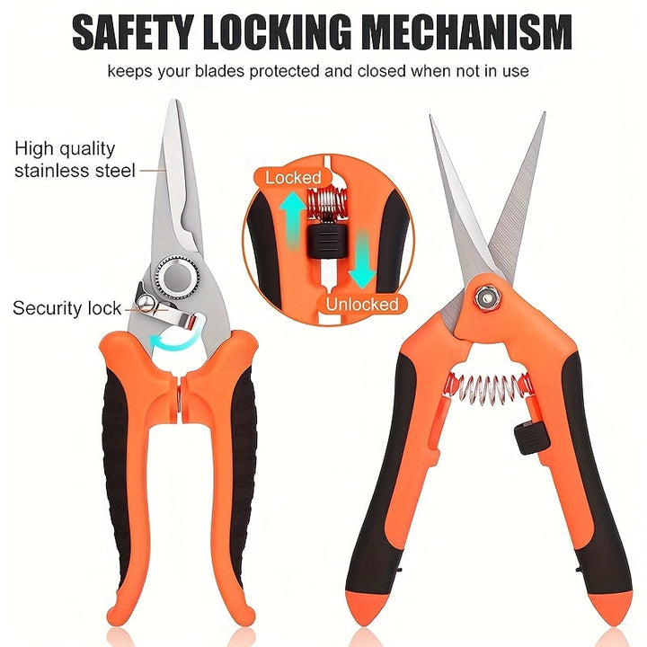 Juego de 4 Tijeras para Jardín, Tijeras de Acero Inoxidable para Jardinería, Tijeras para Huerto, Tijeras para Recoger Frutas, Tijeras para Podar Ramas, Herramientas de Jardinería (color aleatorio)