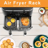 6pcs Accesorios para Freidora de Aire de Doble Cesta para Ninja DZ201 Foodi y Otros Freidoras de Aire DualZone de 8QT-10QT, Incluye Juego de Rejillas para Freidora de Aire - 2 rejillas y juego de 4 brochetas