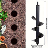 Punta de taladro para jardín de alta resistencia de 4"x12" con cuchillas de metal - 3/8" de diámetro hexagonal, mango ergonómico para plantar, mezclar suelo y cavar agujeros | Construcción metálica duradera para cavar y plantar fácilmente en jardín, césp