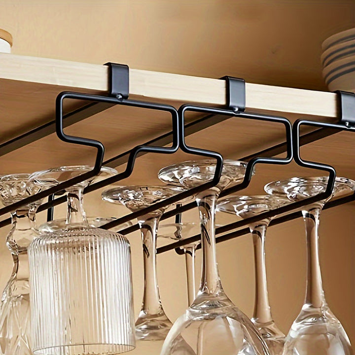 Gabinete de vino de lujo con luz para copas altas, estante de almacenamiento para copas de vino tinto, estante invertido para copas, estante colgante para el hogar sin perforaciones.