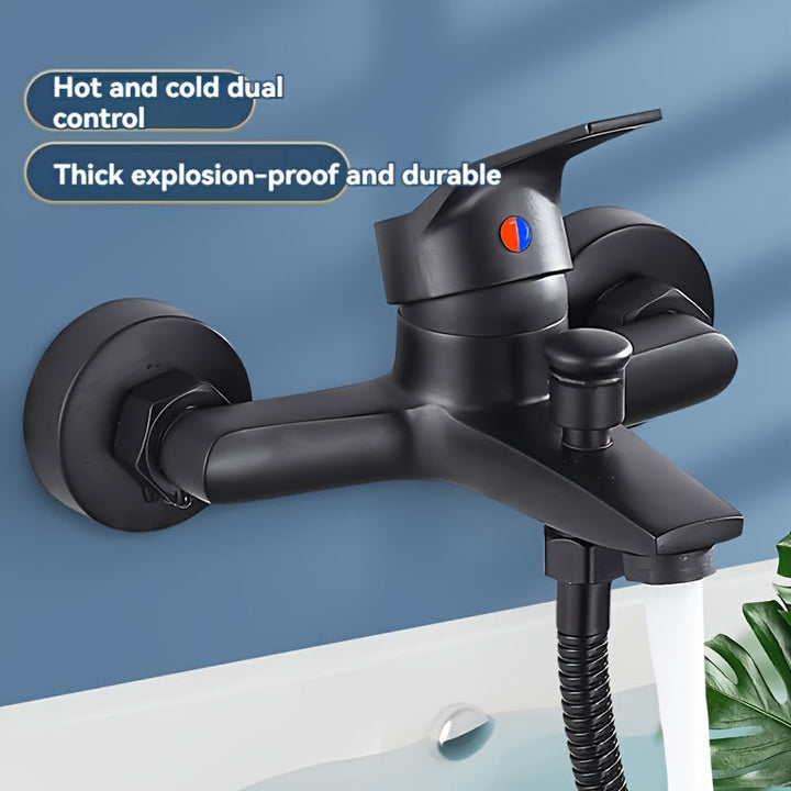 Juego de Grifo de Ducha Negro Elegante TWINBELL con Cabezal de Ducha de Lluvia - Control Dual de Agua Caliente y Fría, Diseño Grueso a Prueba de Explosiones, Instalación Fácil, No Requiere Energía