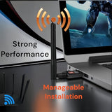 Adaptador de red USB-C 600MB de doble banda 2,4G y 5,8G inalámbrico, adaptador de red USB portátil para PC de escritorio y portátil, frecuencia de 2,4 GHz, frecuencia de 5,8 GHz, no requiere batería, accesorio de red | Diseño USB elegante | Control de ap