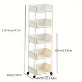 Carrito de Almacenamiento Rodante de 4/5 Niveles con Ruedas - Organizador Compacto de Plástico Duradero para Hogar, Oficina, Guardería - Unidad Móvil Ligera sin Montaje Necesario, Solución de Almacenamiento Doméstico | Diseño Blanco Limpio | Estantería L