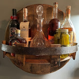 1pc Estante de Bar Clásico con Forma de Barril para Montar en la Pared - Almacenamiento Rústico de Madera Reciclada Multicompartimento para Botellas de Vino y Cristalería, Organizador de Bar Ahorrador de Espacio, Decoración de Estilo Granja para Sala de