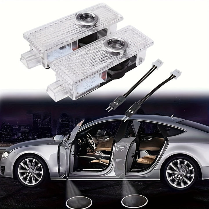 Proyector de Luz para Puerta LED BMW 2 piezas - Lámpara de Láser Transparente y Negra Luces de Cortesía para Matrícula, Accesorios Automotrices, 12-24V, Iluminación de Puertas de Coche | Carcasa Transparente | Luces Fáciles de Instalar, Proyector de Luz