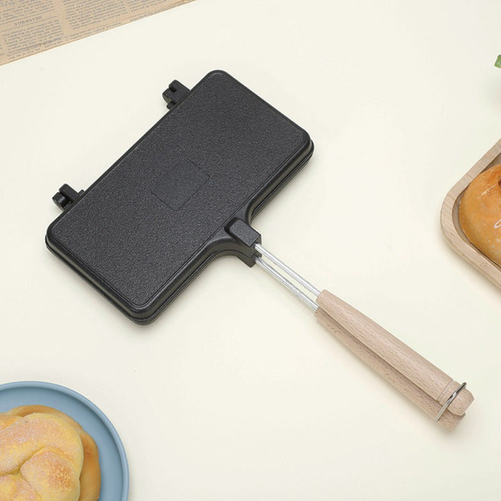 Hacer sándwiches rectangulares de aluminio no adherente con bandejas extraíbles - Calentamiento de doble cara, perfecto para hamburguesas de desayuno y sándwiches gruesos, compatible con estufas de gas, fabricante de sándwiches de desayuno | Utensilios d