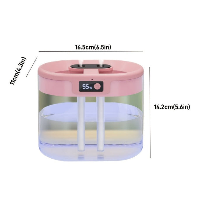 1pc Humidificador USB de doble niebla con pantalla de humedad, material ABS, bajo voltaje 36V o menos, ideal para dormitorio, oficina, sala de estar y uso de escritorio.