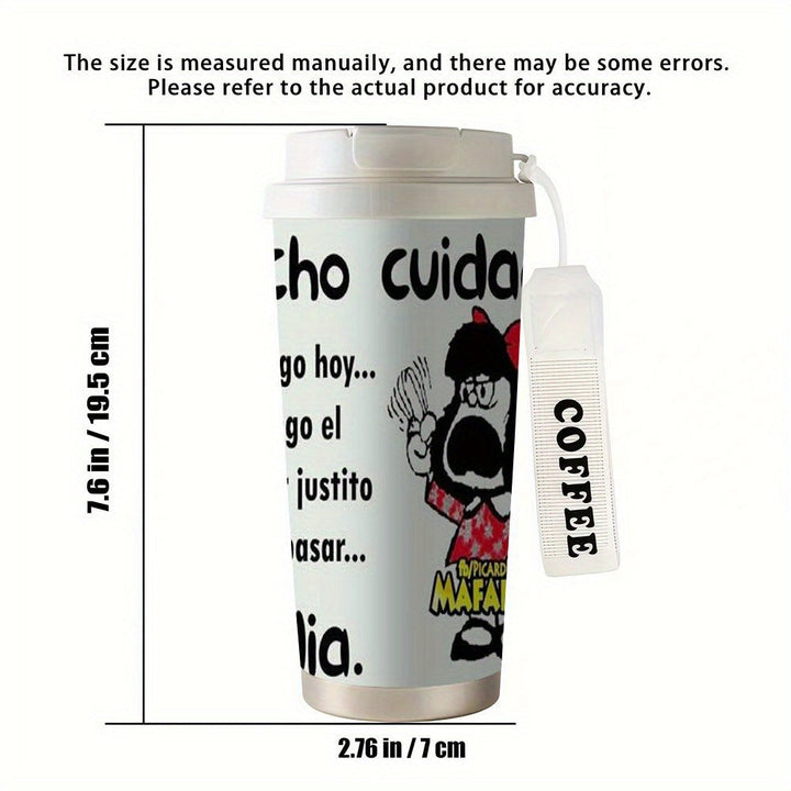 1 vaso térmico de acero inoxidable 304 de 18 oz con doble pared, tapa a prueba de fugas y correa para transportar, ideal para bebidas calientes y frías, listo para regalo, uso en oficina, gimnasio o casa