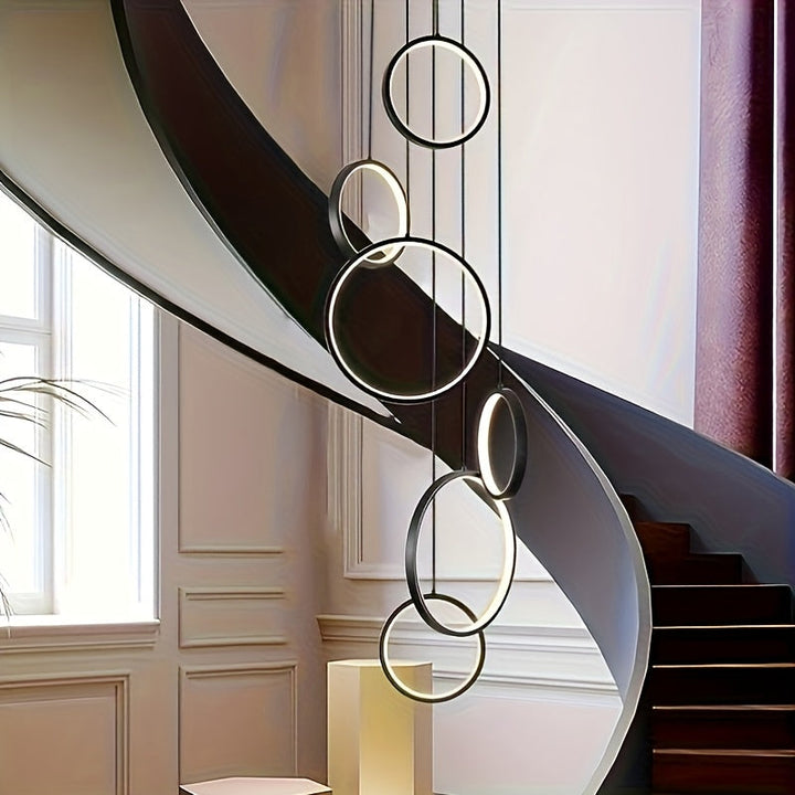 1pc Lámpara de Techo LED Moderna con Diseño Ajustable en Forma de Anillo para Sala de Estar, Dormitorio, Comedor - Ideal para Hogar, Oficina, Restaurante, Vestíbulo de Hotel, Salón de Exposiciones - Con Cableado Fijo