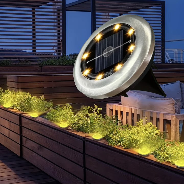 Juego de 4 luces solares para exteriores enterrables, farolas LED subterráneas, luces solares impermeables para jardín y patio, decoración con cristales, portátiles e impermeables, ideales para jardines, patios y pavimentos, decoración festiva