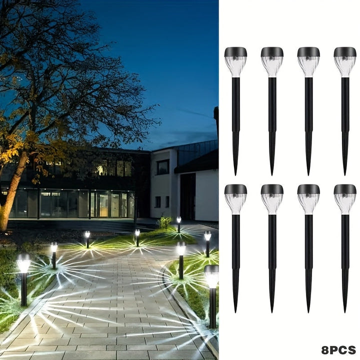 8/10 piezas de luz de proyección solar LED SolarFlare, patrón de cascada ovalada, superficie pulida, control de interruptor, panel solar, batería de níquel, iluminación de patio no extraíble, para jardín, patio, sendero, paisaje de césped