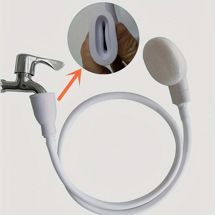 Cabezal de ducha retráctil con manguera flexible, fácil instalación sin herramientas, ideal para bañar mascotas y lavar el cabello, diseño ovalado en plástico duradero, sin fragancia, accesorio práctico para el baño