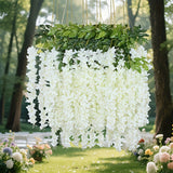48 Piezas de Guirnalda Artificial de Glicina para Exteriores - Flores Plásticas Blancas Colgantes para Bodas, Fiestas y Festividades - Decoración Resistente a Todas las Estaciones sin Mantenimiento para Jardín o Paredes