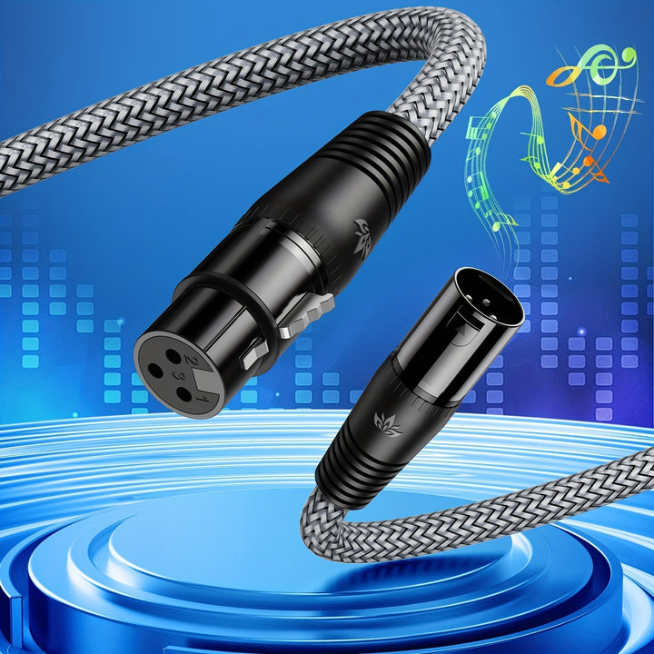 Cable de micrófono XLR de alta resistencia de RIKSOIN con trenzado de nailon, conector masculino a femenino de 4 pines ATX para equipo de audio profesional, compatible con micrófonos/preamplificadores/sistemas de altavoces, incluye cable de red Cat5e, ca