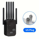 Amplificador de WiFi, Refuerzo de Señal WiFi, Extensor sin varillas WiFi, 300Mbps Doble Banda 2.4GHz, Cobertura Fuerte para 58 Dispositivos con 4 Modos y Configuración 1-TAP, 360° Cobertura Completa con 6 Antenas, Compatible con Puerto Ethernet Ideal par