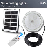 Juego de Luces de Techo Redondas con Energía Solar LED, Batería de Litio 1200mAh, Fácil Instalación, Control Remoto, Iluminación por Sensor, Adecuado para Dormitorio, Cocina, Balcón y Pasillo, Luz de Techo a Distancia, Regalo para Patio Exterior