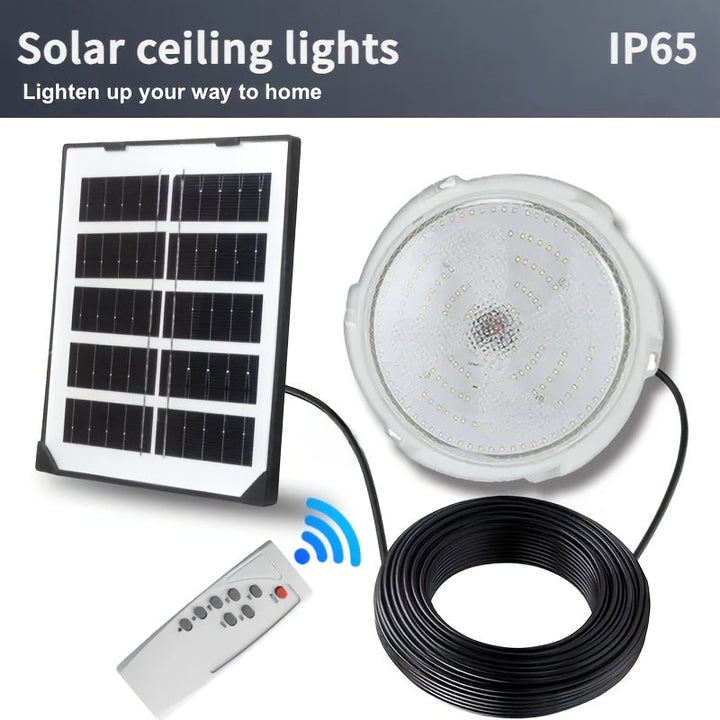 Juego de Luces de Techo Redondas con Energía Solar LED, Batería de Litio 1200mAh, Fácil Instalación, Control Remoto, Iluminación por Sensor, Adecuado para Dormitorio, Cocina, Balcón y Pasillo, Luz de Techo a Distancia, Regalo para Patio Exterior