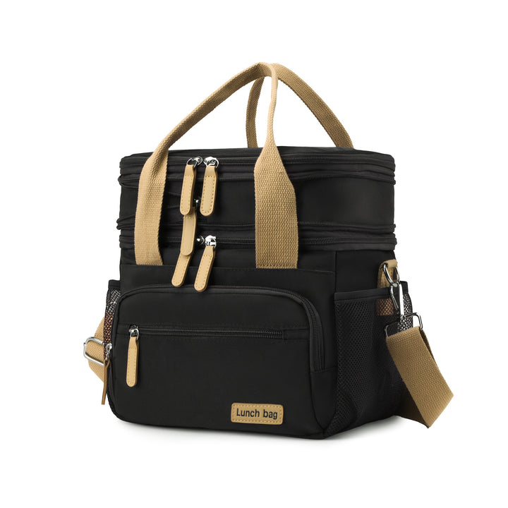 Una elegante y portátil bolsa de almuerzo de gran capacidad con asa y doble capa de aislamiento para viajes al aire libre y almacenamiento. Sin contacto con alimentos, regreso a la escuela.