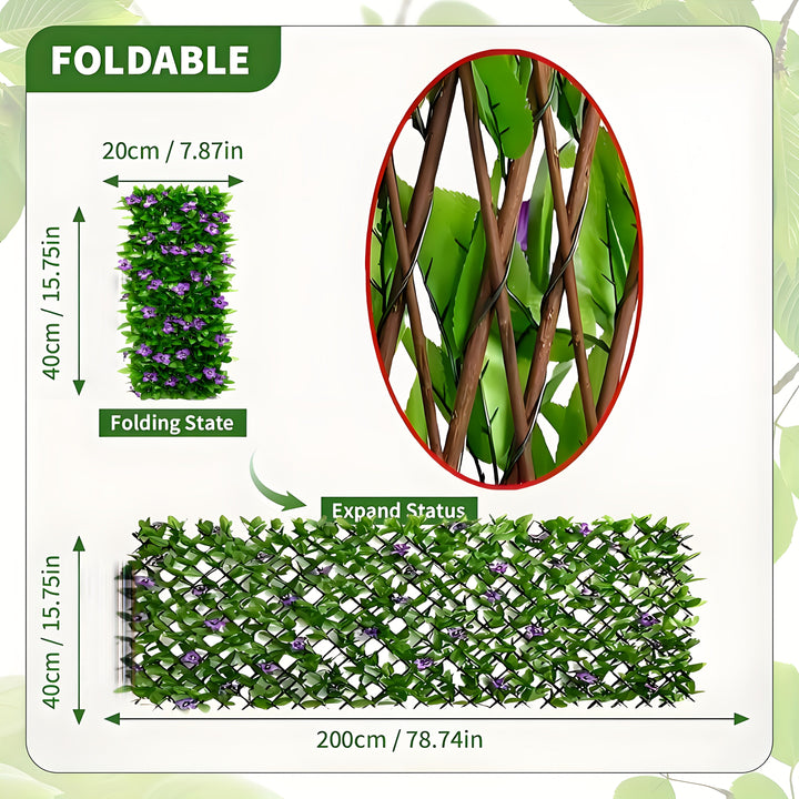 Decoración de pared con hiedra y orquídeas artificiales para cercas de jardín, pantalla ajustable de 19.99 cm a 180.01 cm, ideal para todas las estaciones