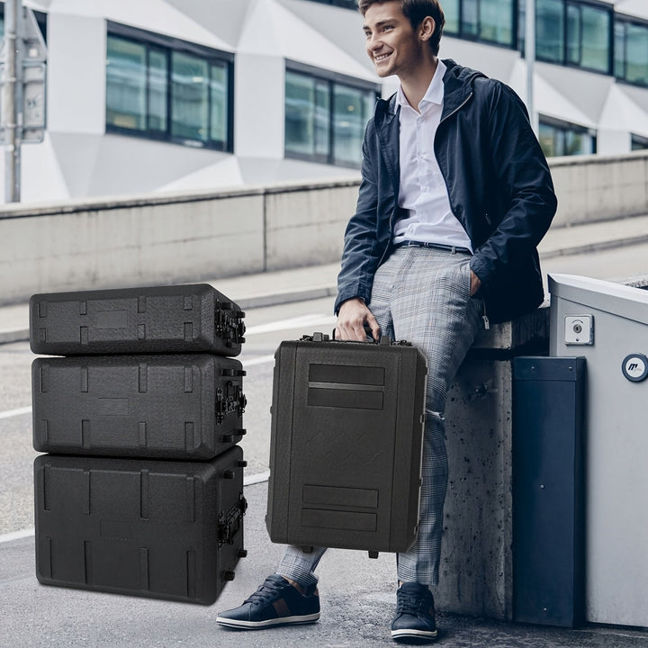 Estuche Rígido Duradero de 2U con Inserción de Espuma - Ideal para Sistemas de Micrófonos Inalámbricos, Amplificadores, Efectos y Mezcladoras - Soporte de Viaje Profesional para Almacenamiento Seguro, Estuche para Audíofono