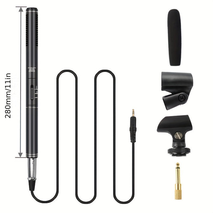 Micrófono de Condensador de Alta Calidad, Microfono de Condensador Profesional de Grado - Audio de Alta Calidad, Soporte de Metal, Cubierta de Espuma a Prueba de Viento, Compatible con Teléfonos Móviles, Cámaras, Cámaras DSLR Digitales, DV - Ideal para E